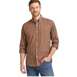 Lands'‎ End Men's Brown Plaid Button Down Shirt 16-34 Supima Preppy Heritage